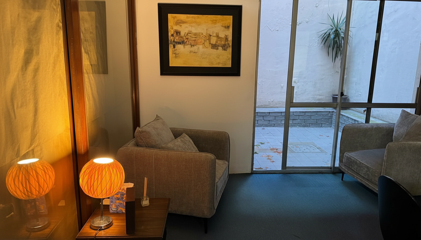 Improve photo quality, lighting, and sharpness of the current consultation room image while preserving its composition, framing, and overall identity. Keep colors natural, warm, and professional.